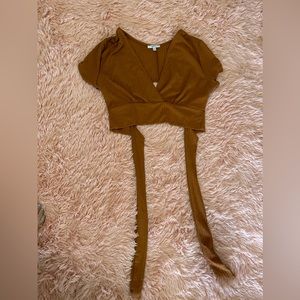Brown Crop top with tie :)